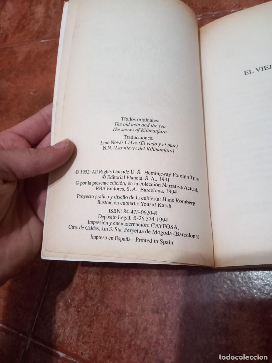 Libros de segunda mano: Libro El viejo y el mar | Ernest Hemingway | 1994 - Foto 3