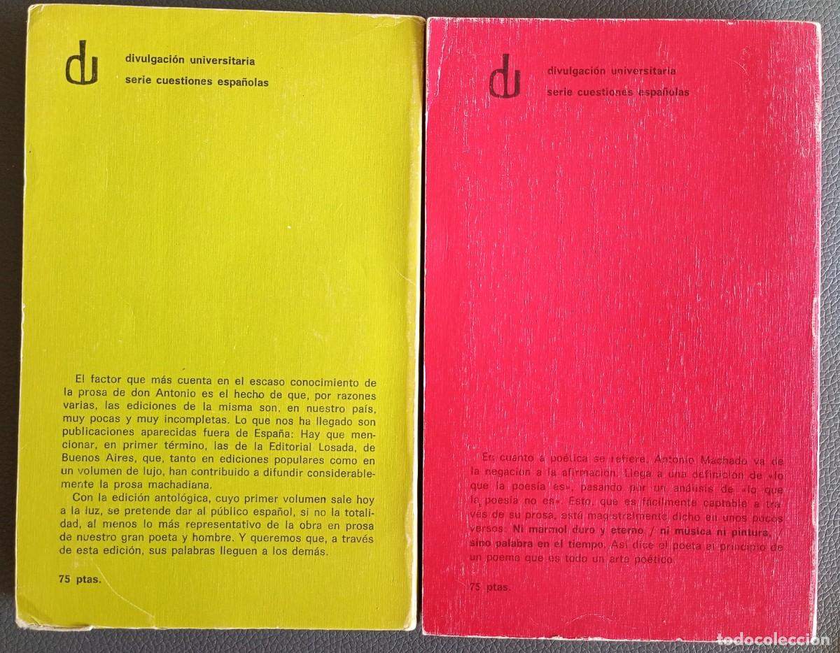 Libros de segunda mano: Antonio Machado . Antolog&iacute;a de su prosa, 1 y 2 - Foto 2