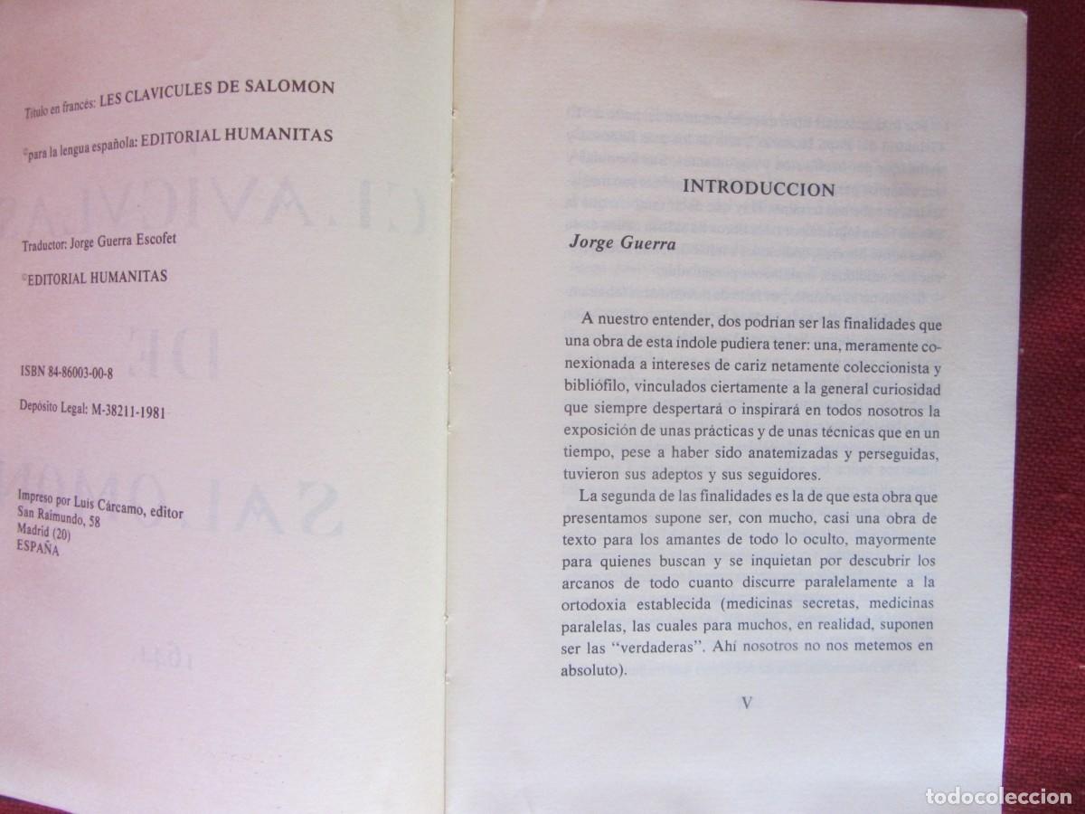 Libros de segunda mano: CLAVICULAS DE SALOMON 1641. ED. HUMANITAS. 1981 - Foto 3