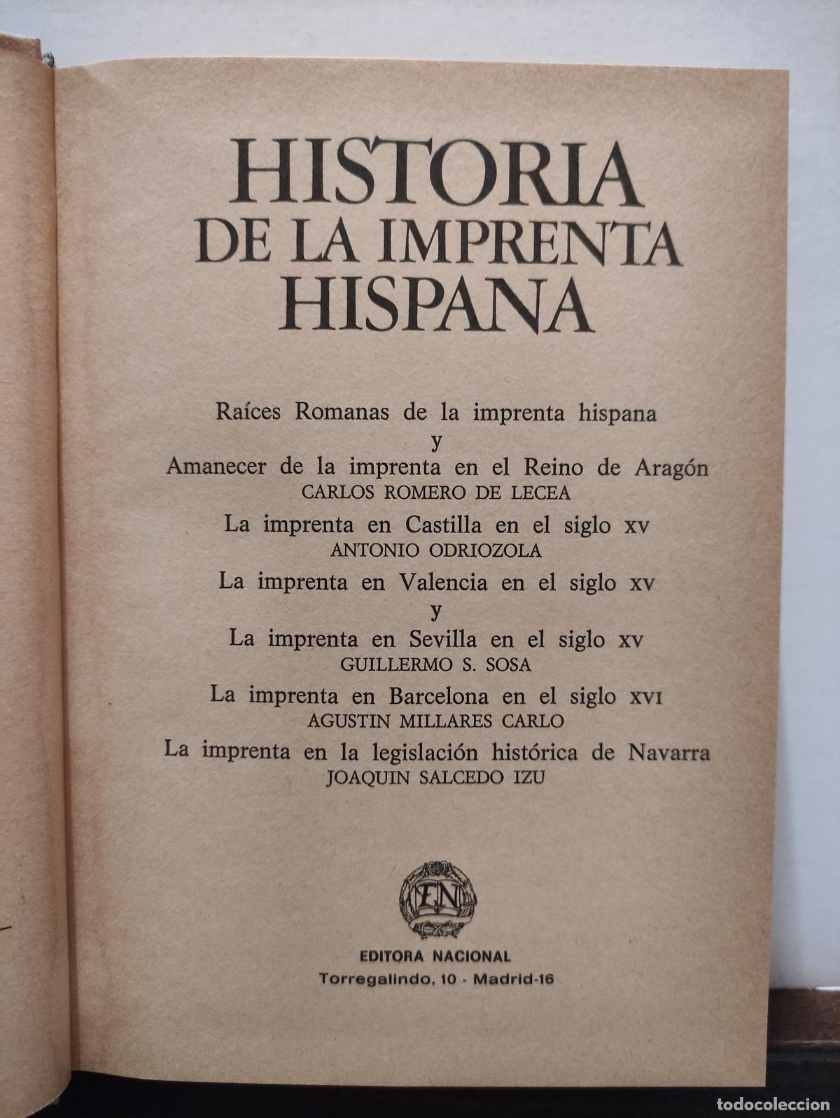 Libros de segunda mano: HISTORIA DE LA IMPRENTA HISPANA - VARIOS AUTORES - Foto 5