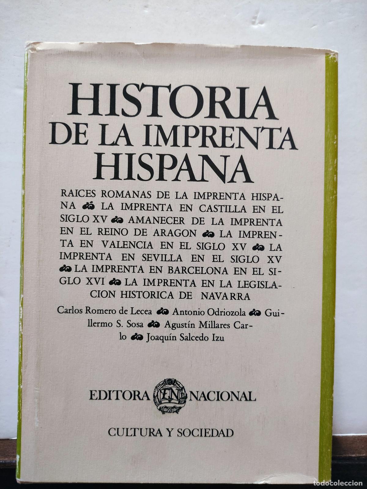 Libros de segunda mano: HISTORIA DE LA IMPRENTA HISPANA - VARIOS AUTORES - Foto 1
