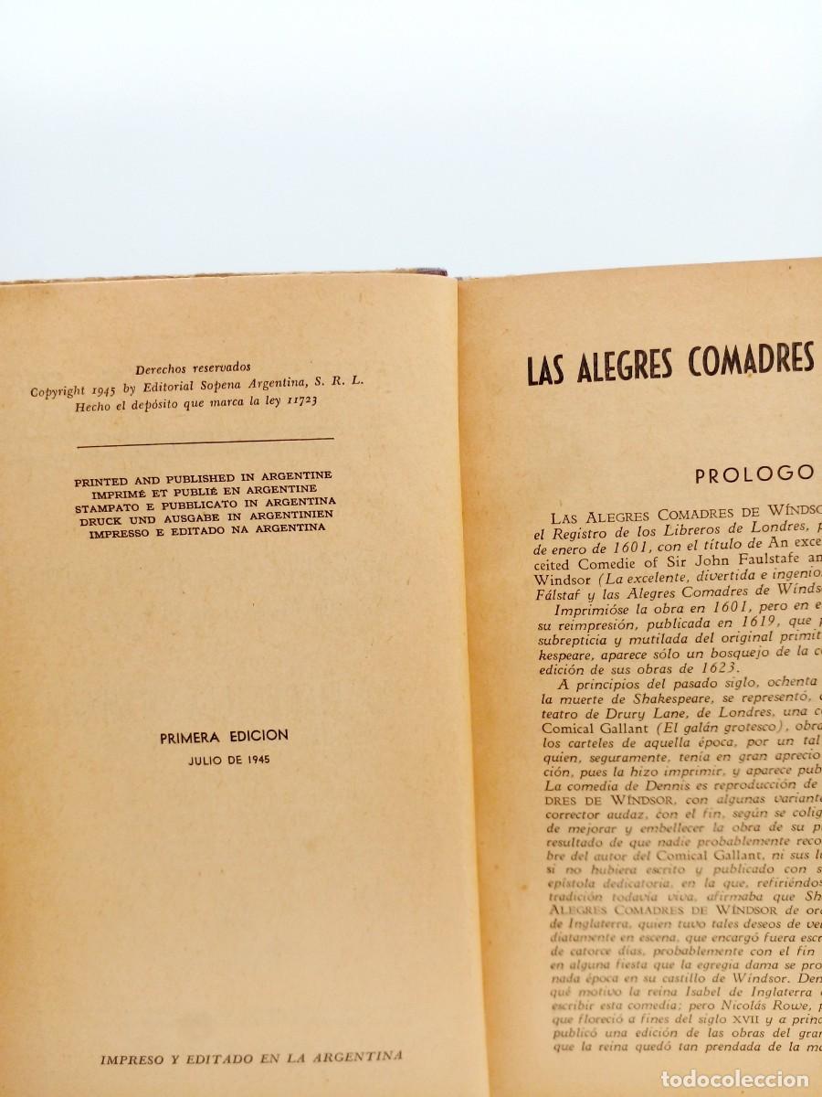 Libros de segunda mano: William Shakespeare &bull; Las alegres comadres de Windsor / La fierecilla domada &bull; 1944 - Foto 4