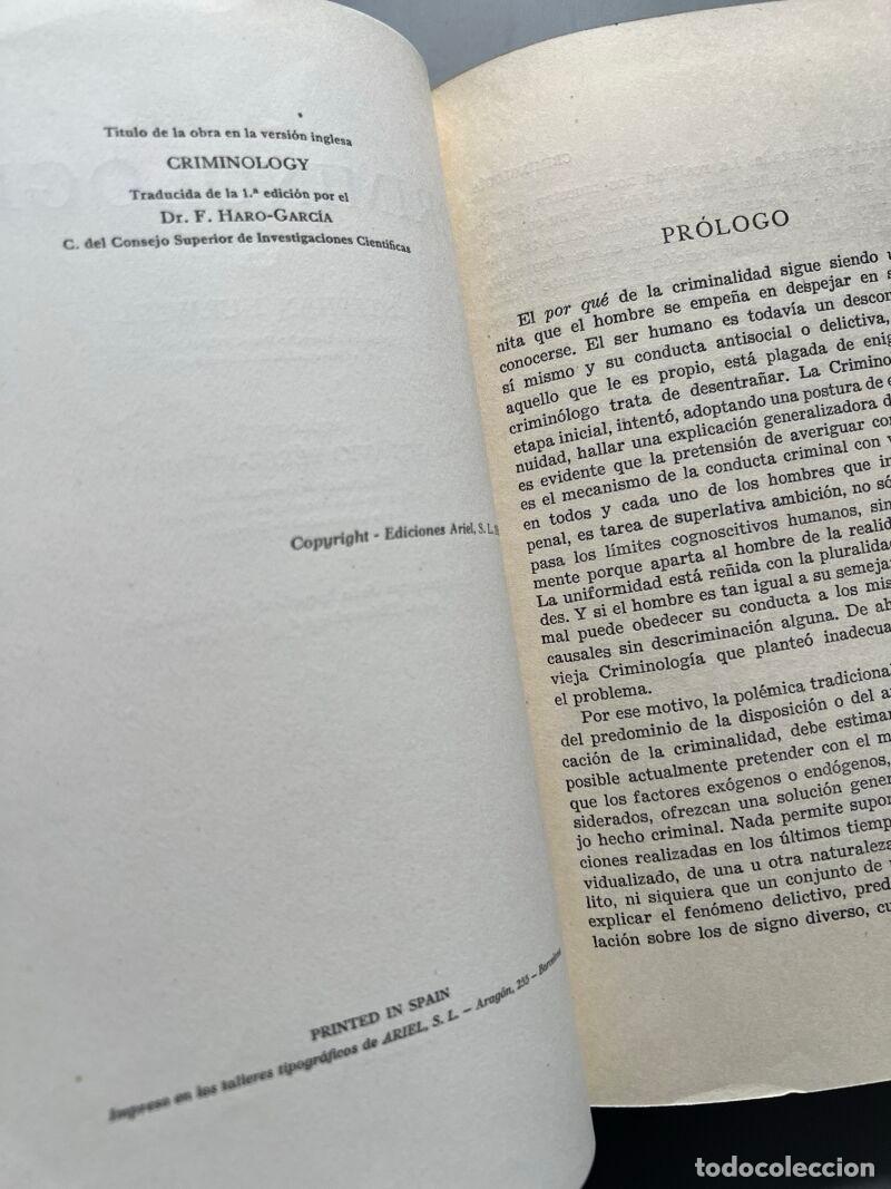 Libros de segunda mano: Criminolog&iacute;a, Stephan Hurwitz - Ediciones Ariel - 1956 - Foto 4
