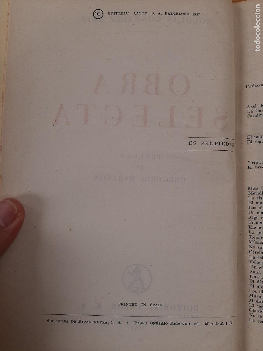 Libros de segunda mano: Obra selecta - Nicol&aacute;s Gonz&aacute;lez Ruiz - Editorial Labor, 1957 - Foto 5