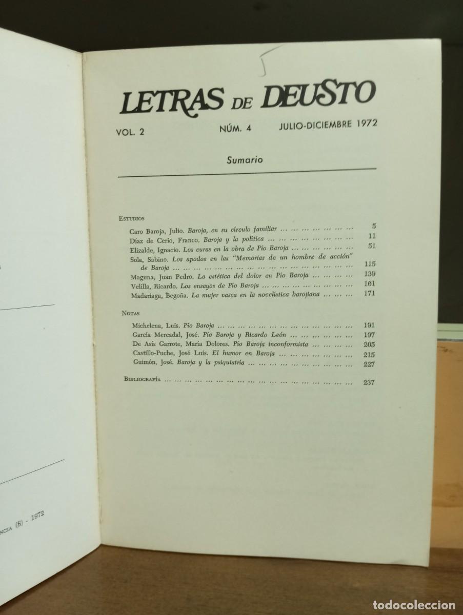 Libros de segunda mano: Pio Baroja (sobre). VV.AA. Letras de Deusto 1972 - Foto 2