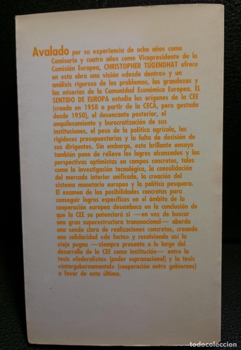 Libros de segunda mano: EL SENTIDO DE EUROPA - LIBRO - CHRISTOPHER TUGENDHAT - ALIANZA EDITORIAL - Foto 2