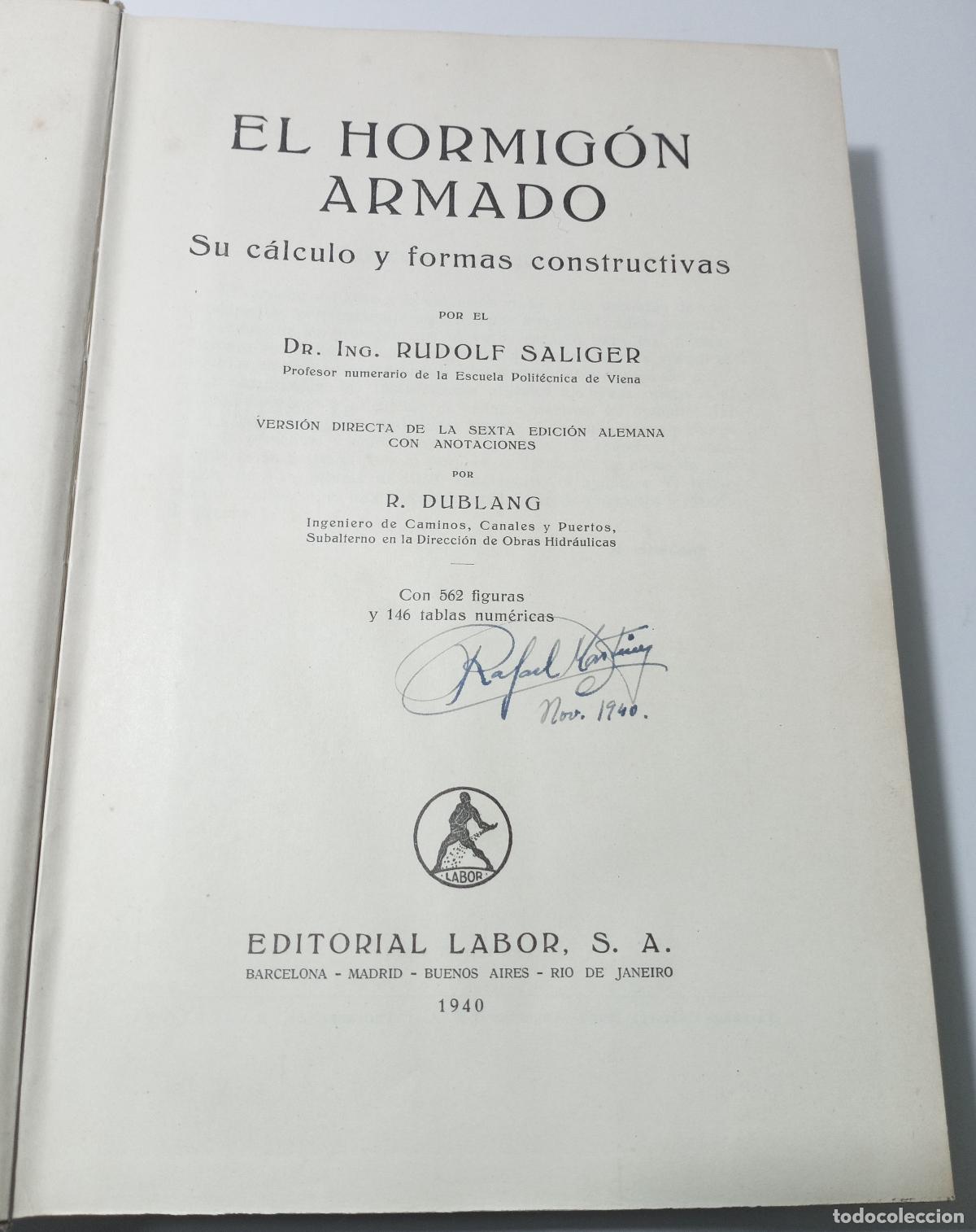Libros de segunda mano: El hormigon armado. Su calculo y formas constructivas - Saliger, Rudolf - Foto 1