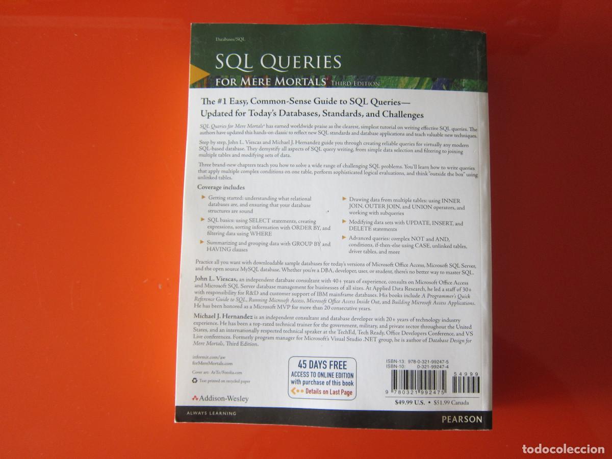 Libros de segunda mano: SQL QUERIES FOR MERE MORTALS - JOHN L. VIESCAS (ADDISON-WESLEY) MANUAL - Foto 3