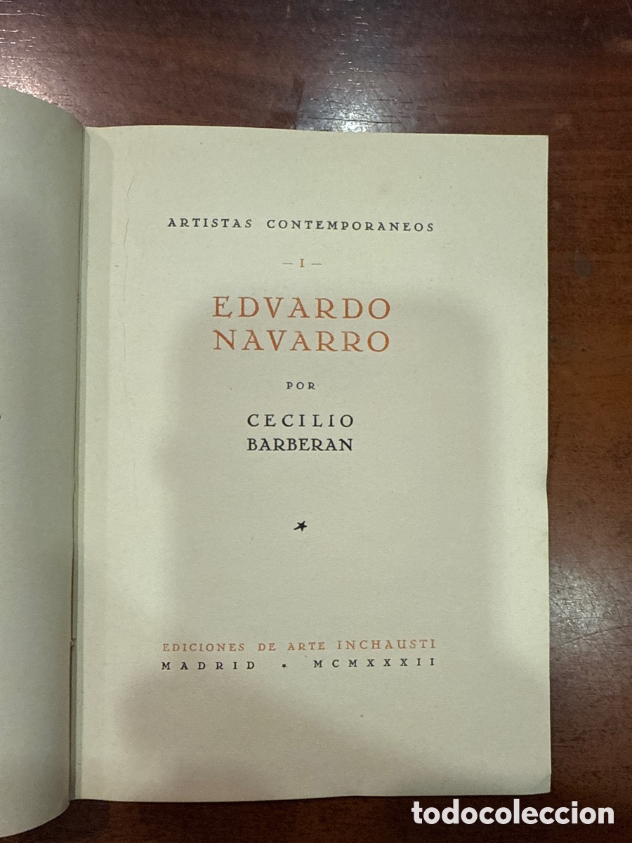 Libros de segunda mano: BARBER&Aacute;N, Cecilio. Eduardo Navarro: (Dedicatoria y aut&oacute;grafo del artista)