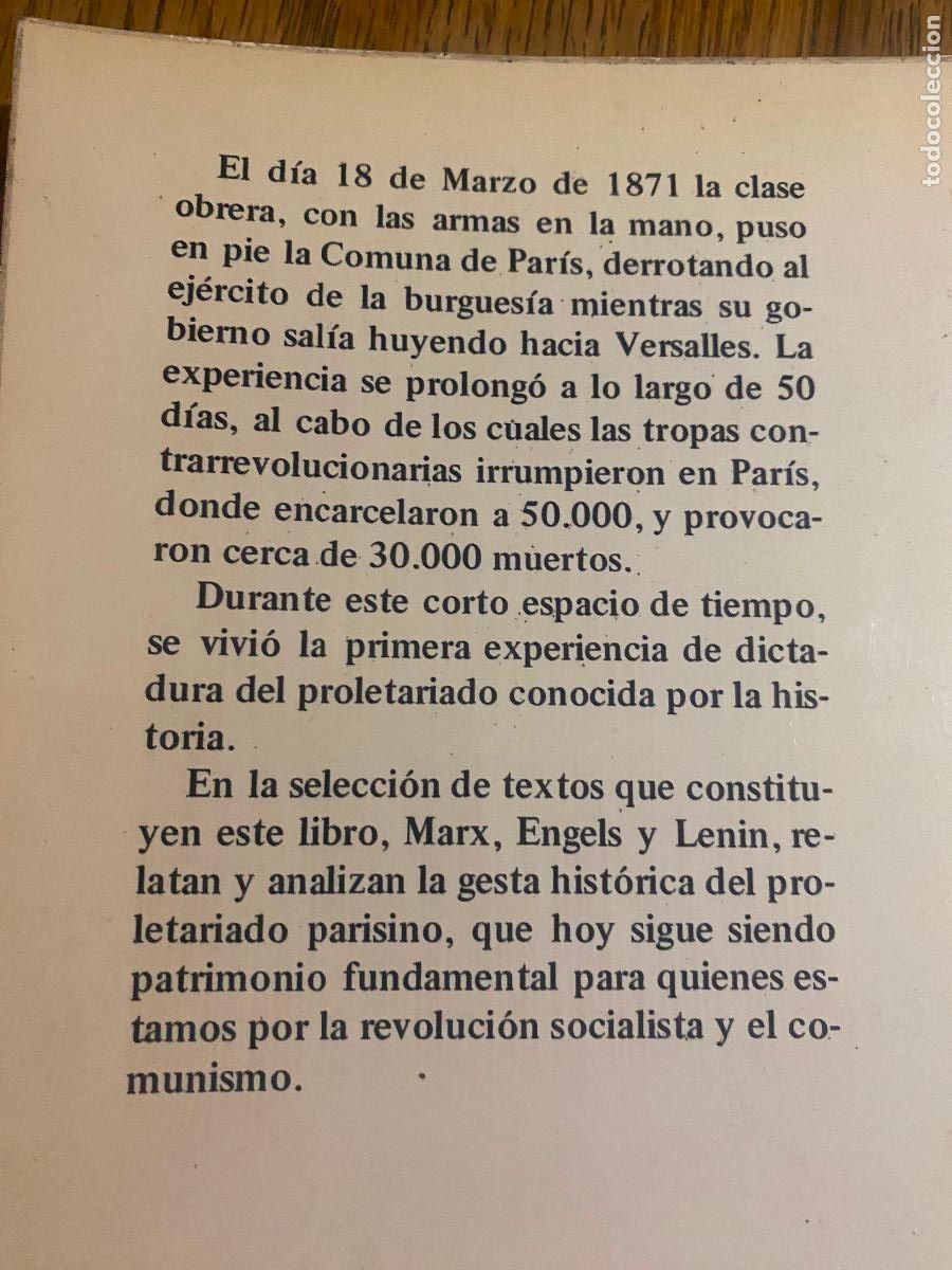 Libros de segunda mano: LA COMUNA DE PARIS - MARX / ENGELS / LENIN - EDITORIAL RECERCA - Foto 2