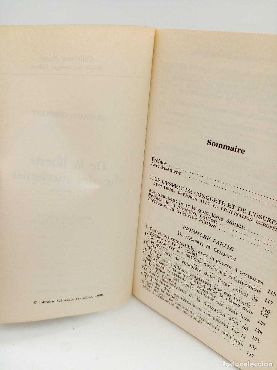 Libros de segunda mano: Benjamin Constant - De la libert&eacute; chez les Modernes - 1980 - Foto 4