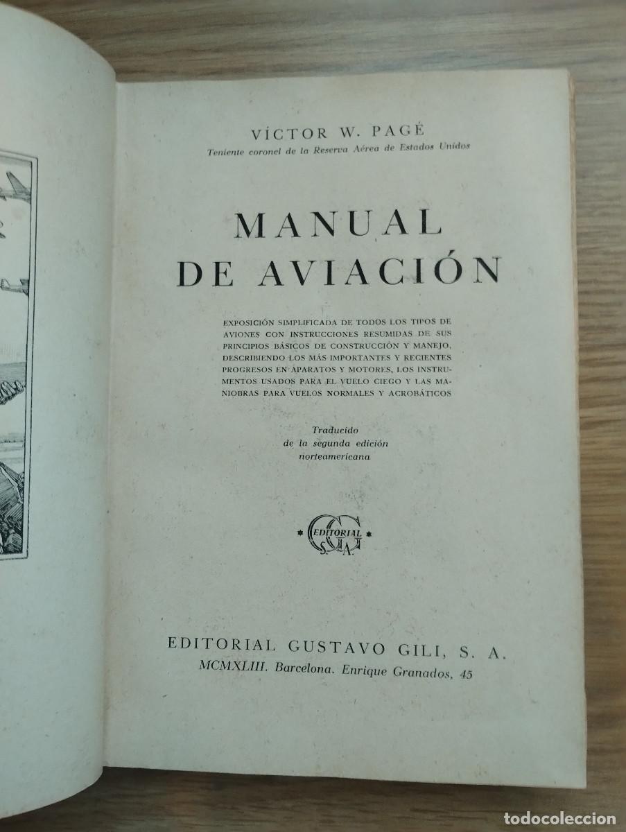 Libros de segunda mano: VICTOR W. PAGE: - MANUAL DE AVIACION - Foto 2