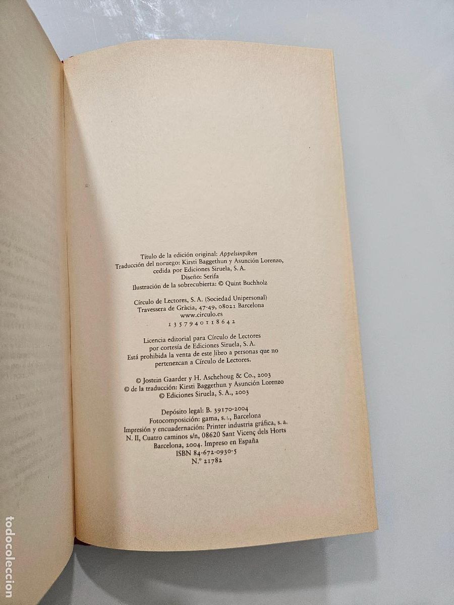 Libros de segunda mano: La joven de las naranjas - Jostein Gaarder - C&iacute;rculo de lectores, 2004 - Foto 5