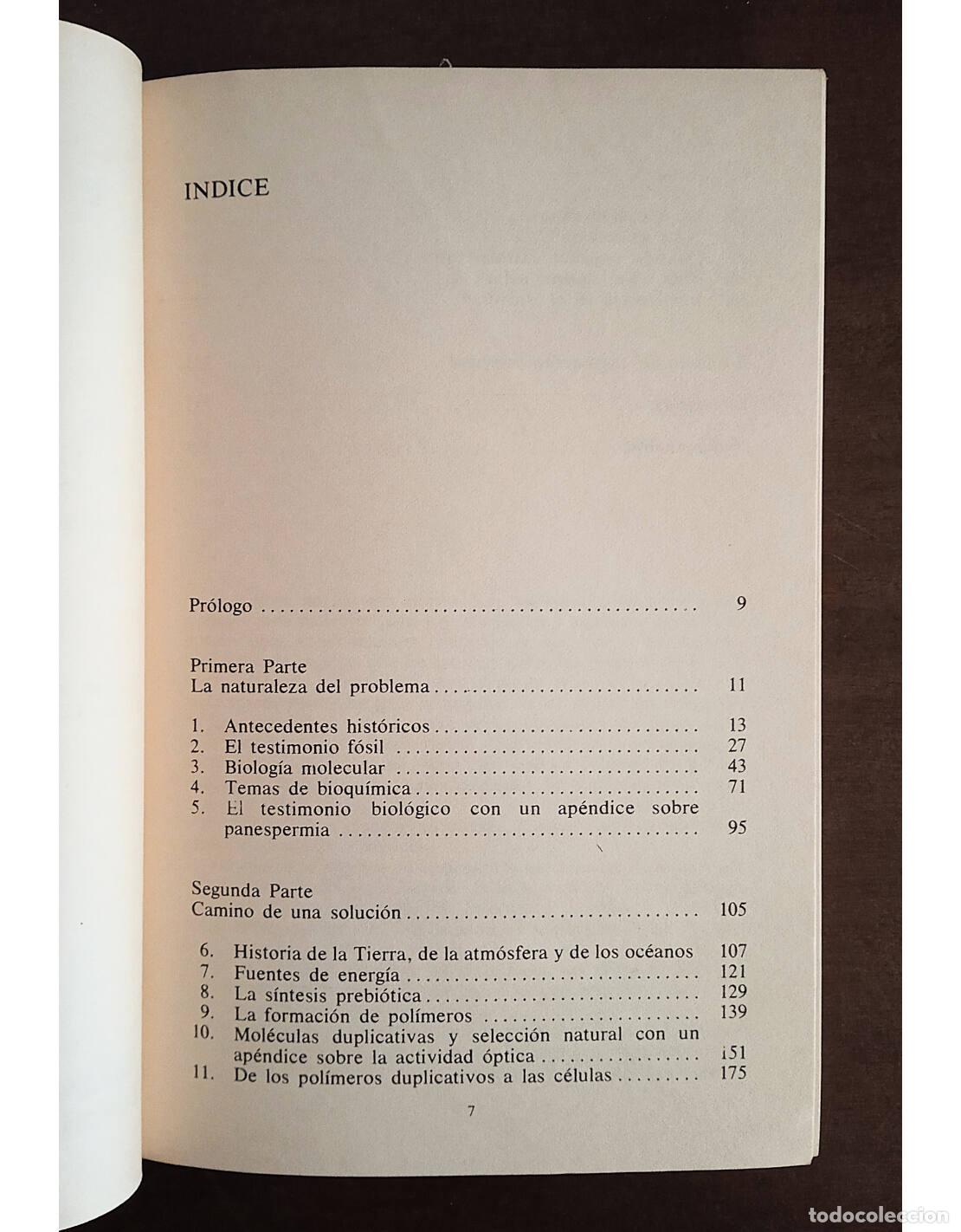 Libros de segunda mano: LOS OR&Iacute;GENES DE LA VIDA. ORGEL, L.E.. Editorial Alianza. 1988. - Foto 3