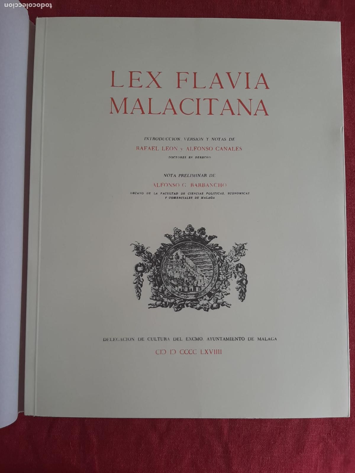 Libros de segunda mano: Lex Flavia Malacitana - Le&oacute;n, Rafael; Canales, Alfonso - Foto 2