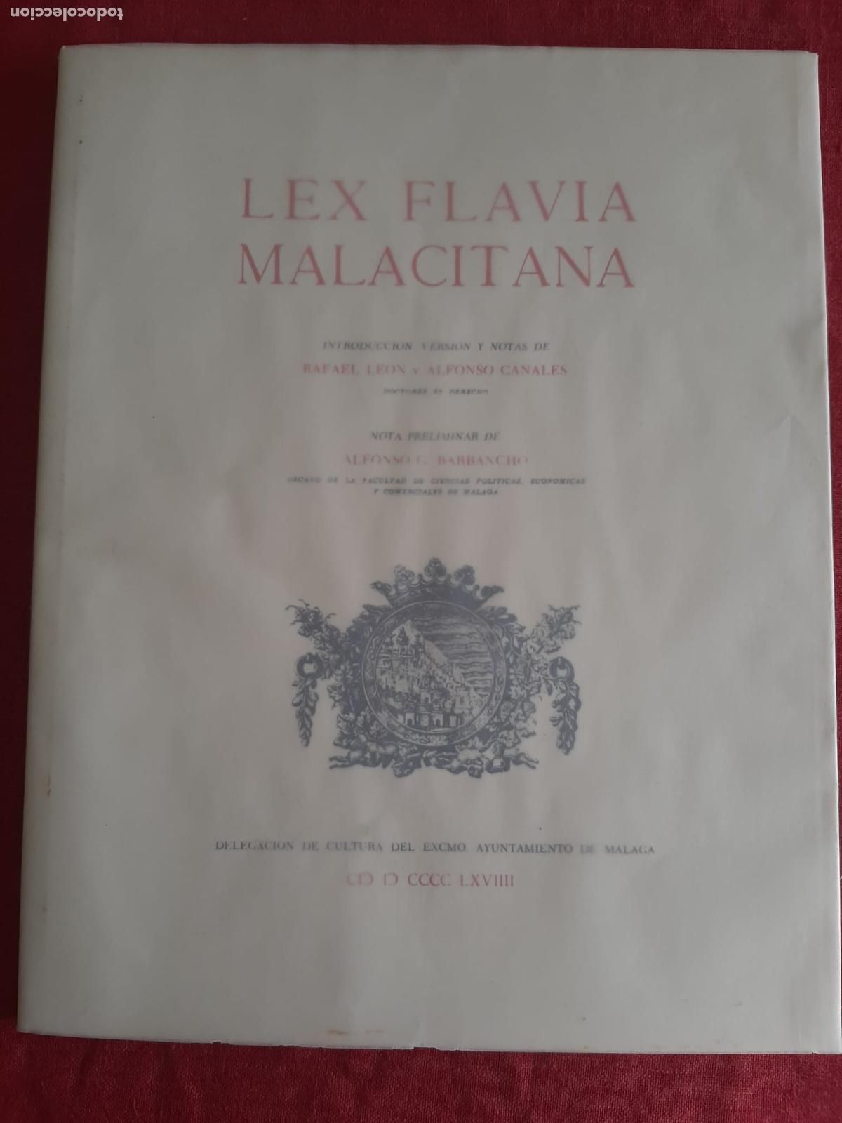 Libros de segunda mano: Lex Flavia Malacitana - Le&oacute;n, Rafael; Canales, Alfonso - Foto 1