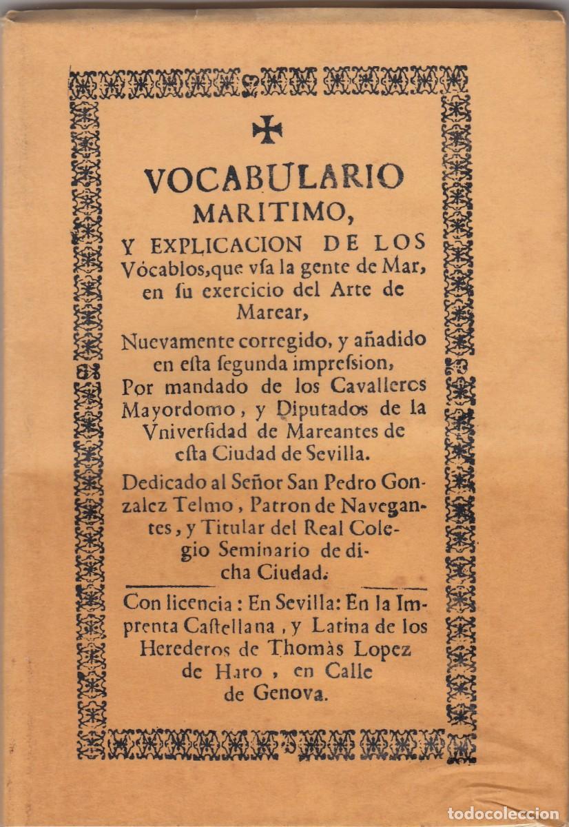 Libros de segunda mano: VOCABULARIO MAR&Iacute;TIMO Y EXPLICACI&Oacute;N DE LOS VOCABLOS. ADX - Foto 1