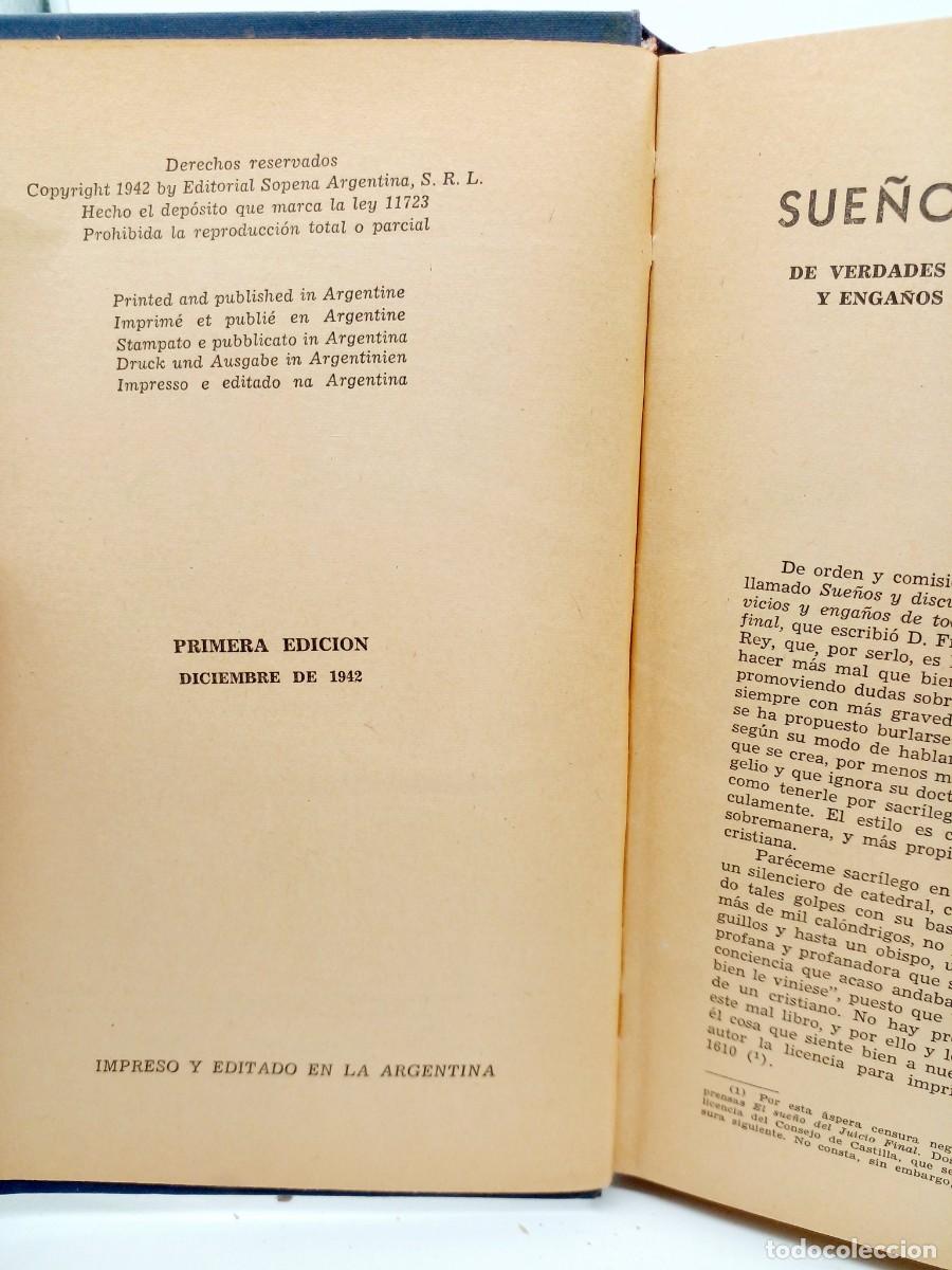 Libros de segunda mano: Los sue&ntilde;os de Francisco de Quevedo 1942 - Foto 3