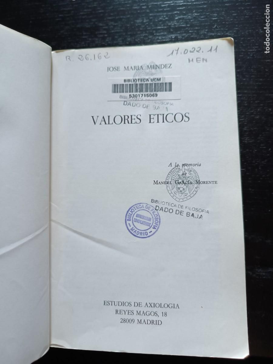 Libros de segunda mano: Valores &eacute;ticos - Jos&eacute; Mar&iacute;a M&eacute;ndez - Foto 6