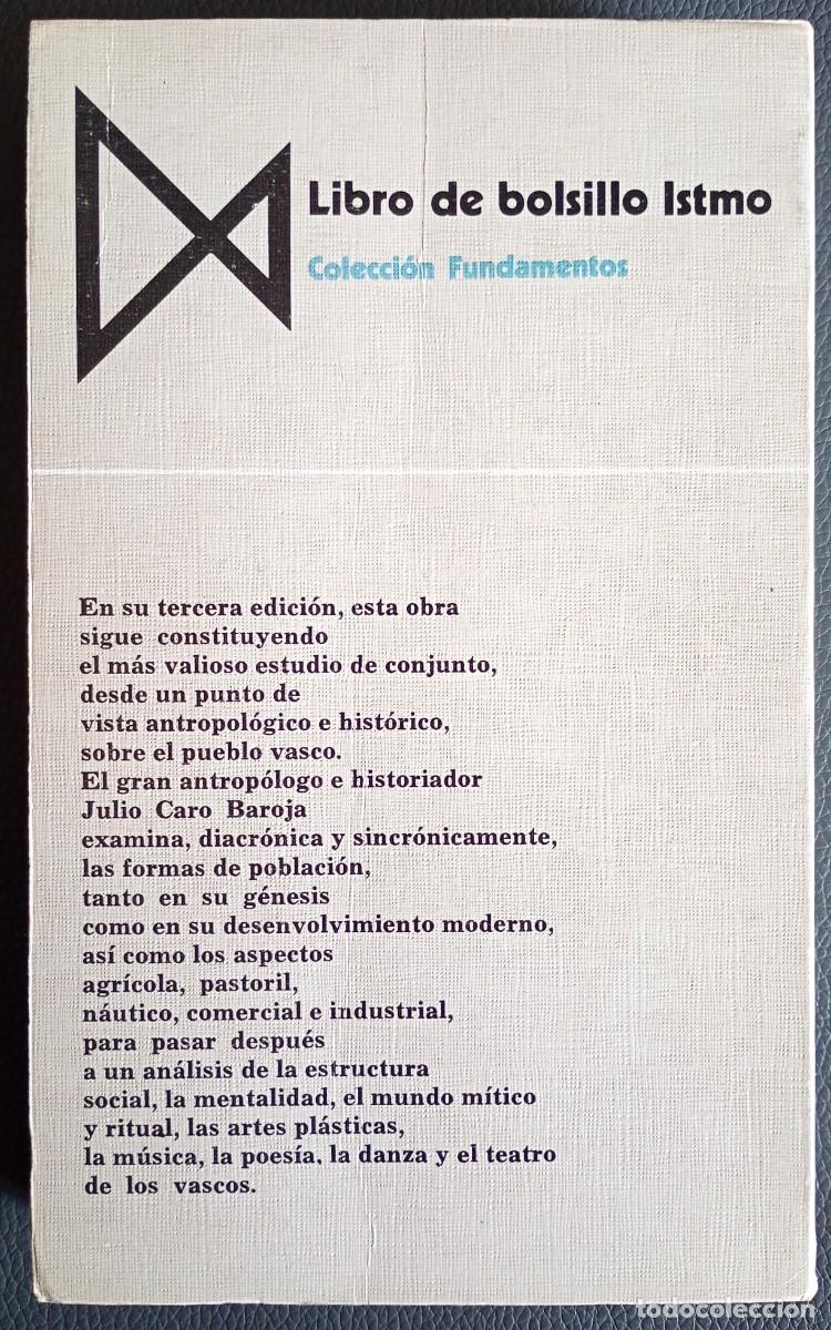 Libros de segunda mano: Julio Caro Baroja . Los vascos - Foto 2