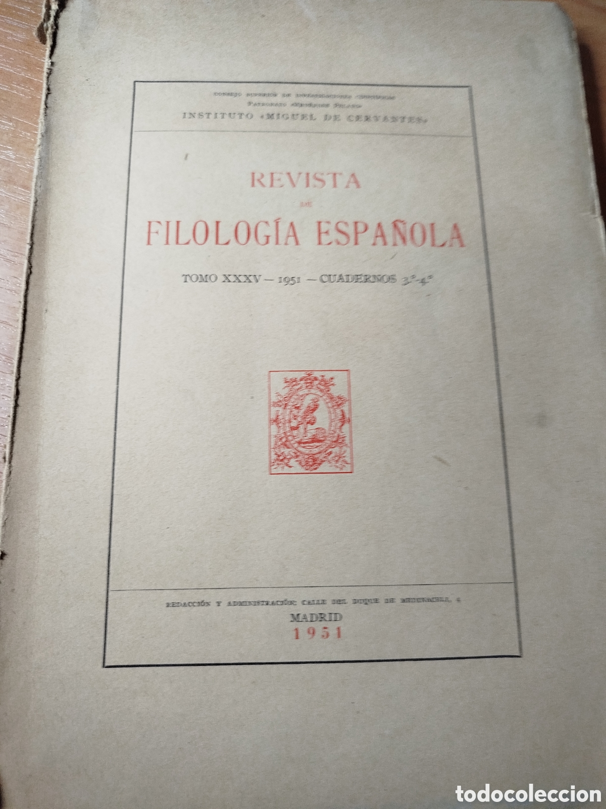 Libros de segunda mano: Revista de filolog&iacute;a espa&ntilde;ola. Instituto Miguel de Cervantes. 1951