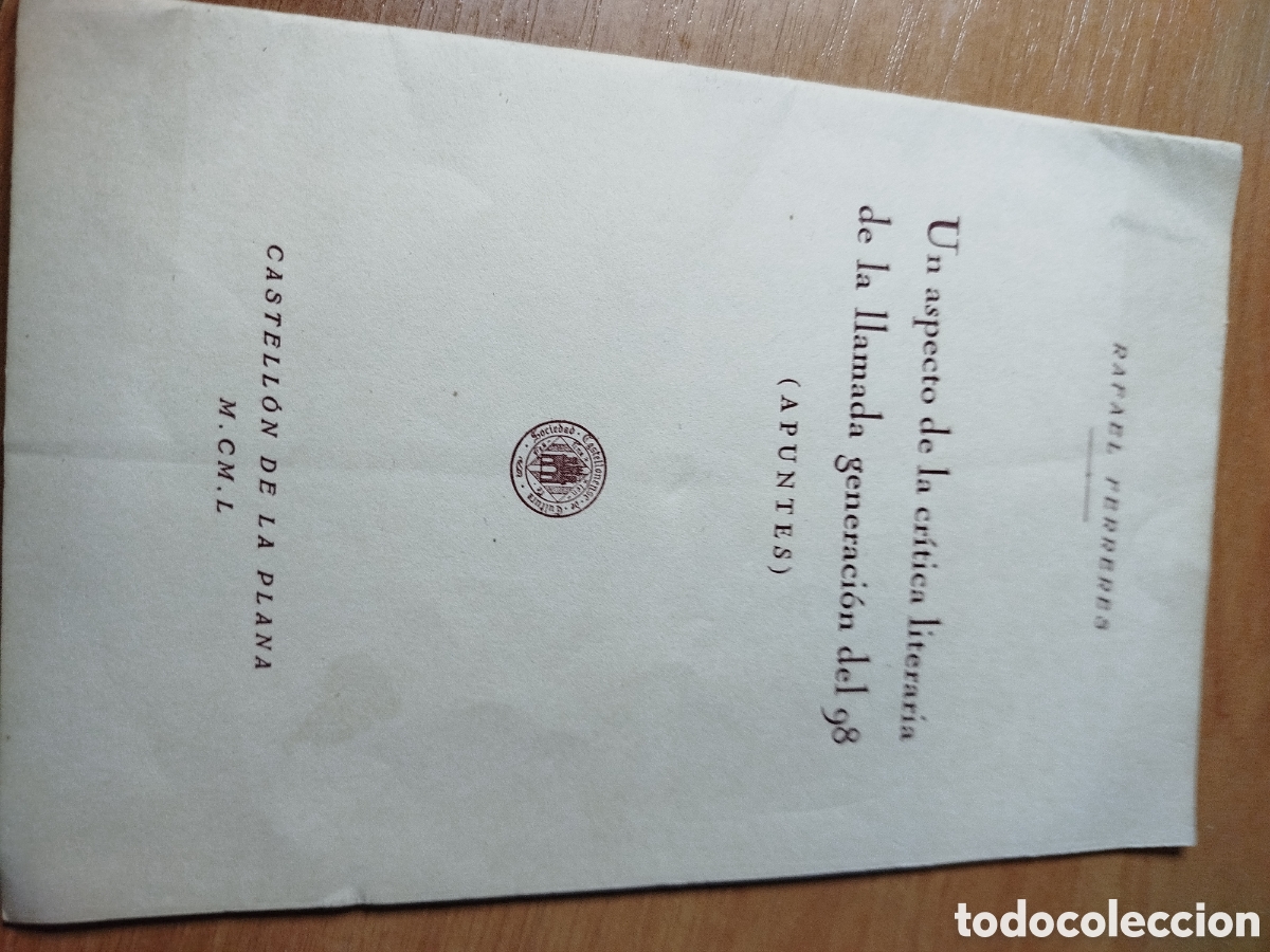 Libri di seconda mano: Un aspecto de la cr&iacute;tica literaria de la llamada Generaci&oacute;n del 98. Rafael ferreres. Castell&oacute;n