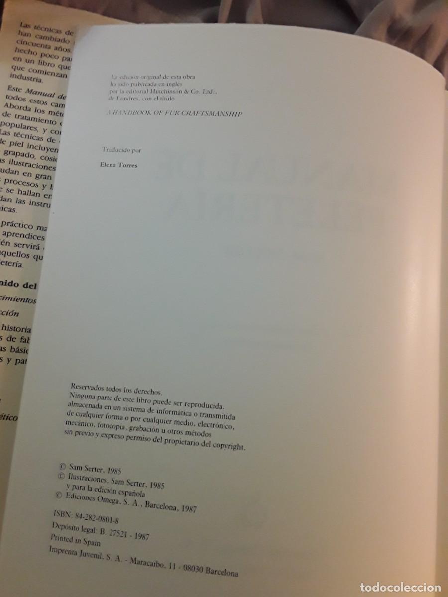 Libros de segunda mano: Manual de peleter&iacute;a, de S. Serter. Omega, 1987. - Foto 2