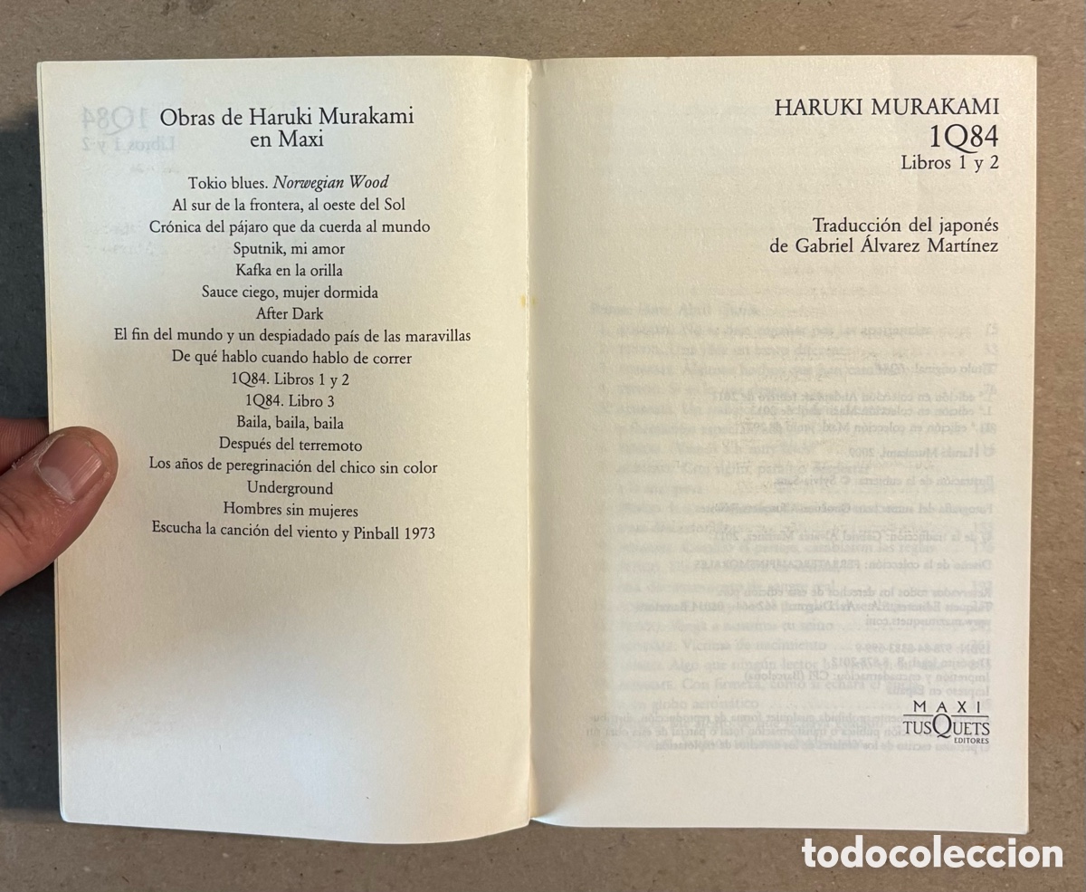 Libros de segunda mano: 1Q84. HARUKI MURAKAMI. TUSQUETS EDITORES 2017. LIBRO 1 y 2. - Foto 2