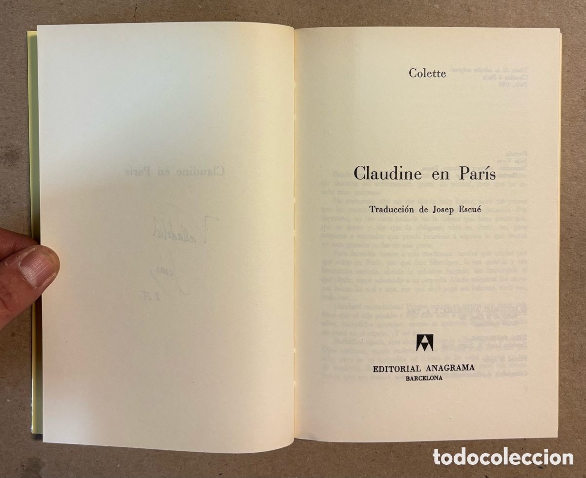 Libros de segunda mano: CLAUDINE EN PAR&Iacute;S. COLETTE. EDITORIAL ANAGRAMA 1988 (1&ordf; EDICI&Oacute;N). - Foto 2