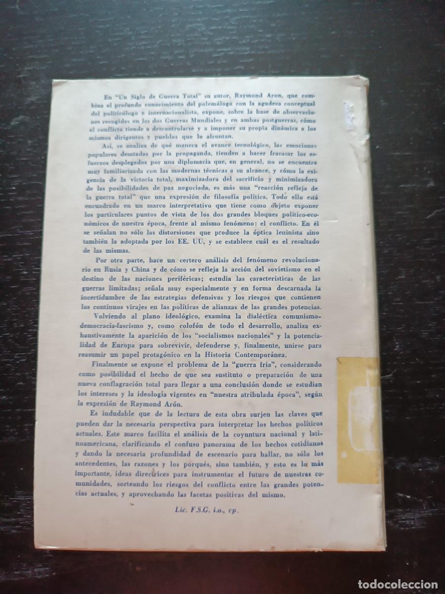 Libros de segunda mano: Un siglo de guerra total - Raymond Aron - Foto 2