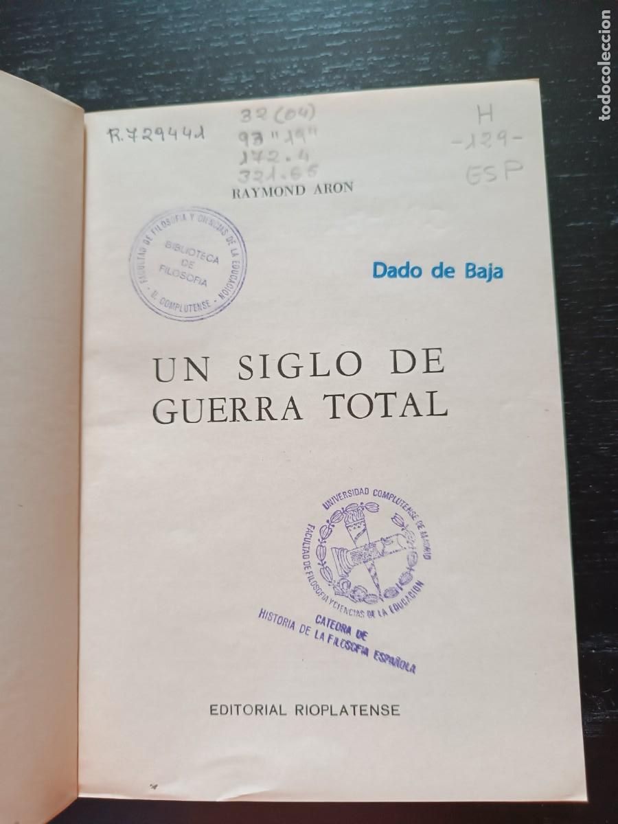 Libros de segunda mano: Un siglo de guerra total - Raymond Aron - Foto 5