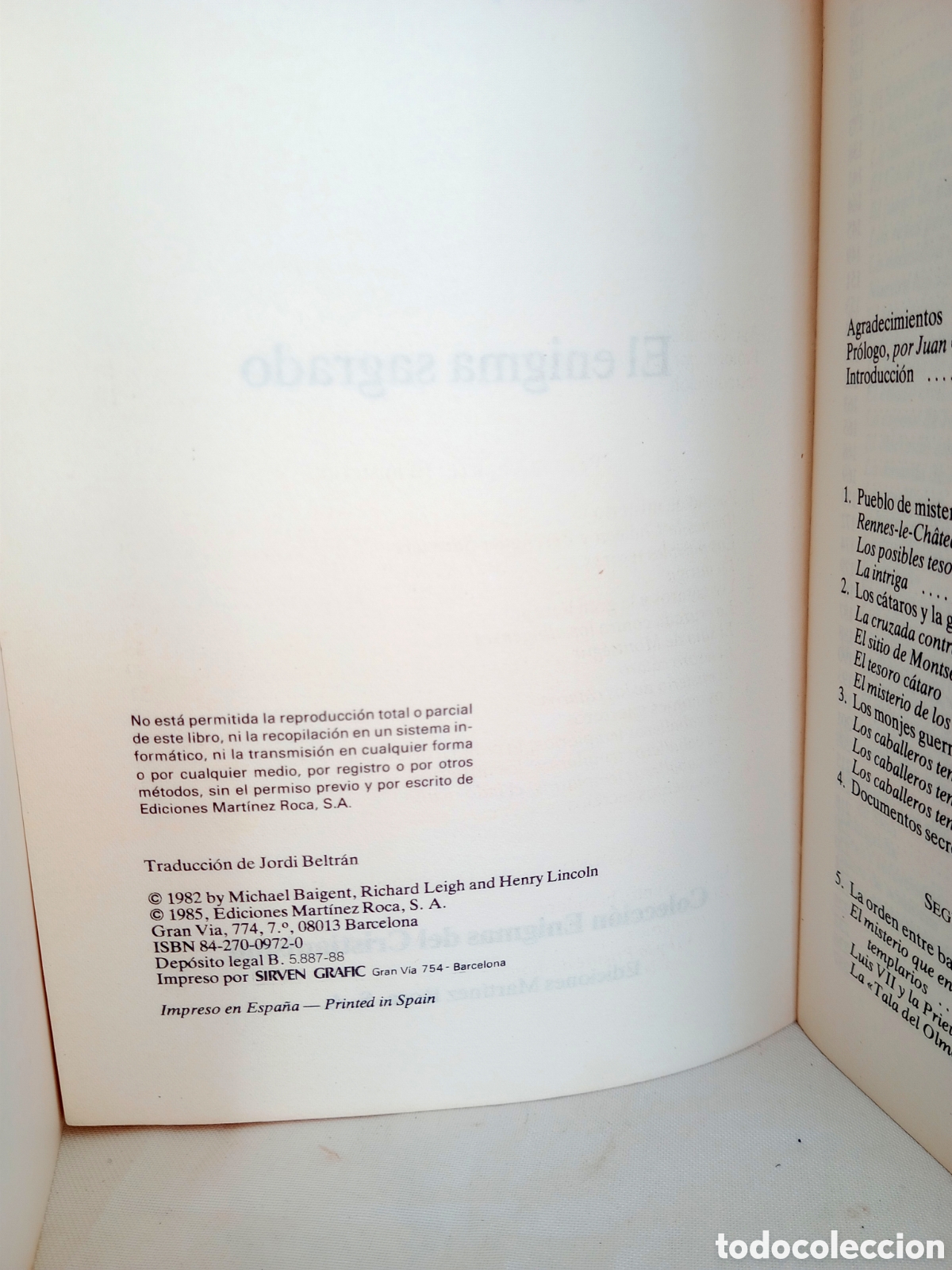 Libros de segunda mano: Libro &rdquo; EL ENIGMA SAGRADO&rdquo; por Michael Baigent. Ed. Martinez Roca 1985 - Foto 6