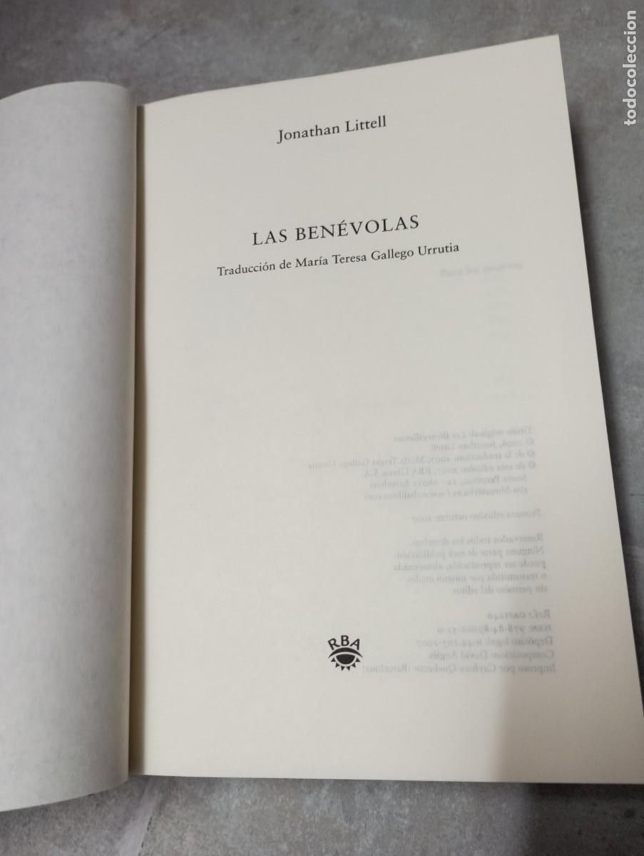 Libros de segunda mano: LAS BEN&Eacute;VOLAS. JONATHAN LITTELL. RBA EDITORES. PRIMERA EDICI&Oacute;N 2005 - Foto 5