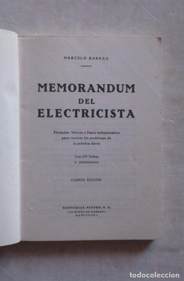 Libros de segunda mano: MEMORANDUM DEL ELECTRICISTA - MARCELO BARRAU - Foto 2