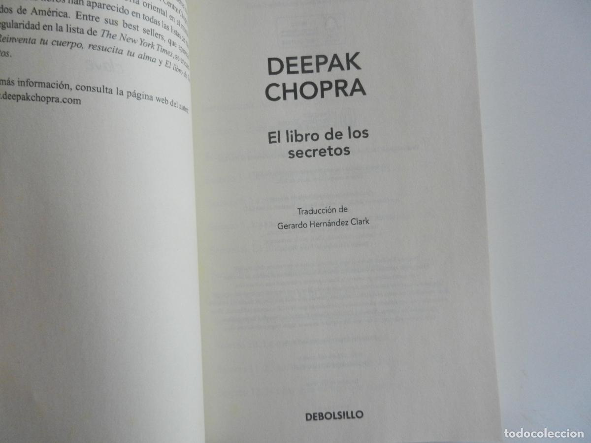 Libros de segunda mano: DEEPAK CHOPRA - EL LIBRO DE LOS SECRETOS - DEBOLSILLO 2022. - Foto 3