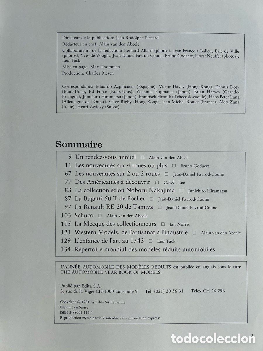 Libros de segunda mano: Lann&eacute;e automobile des mod&egrave;les r&eacute;duits. 1. 1982. Edita Lausane - Foto 2