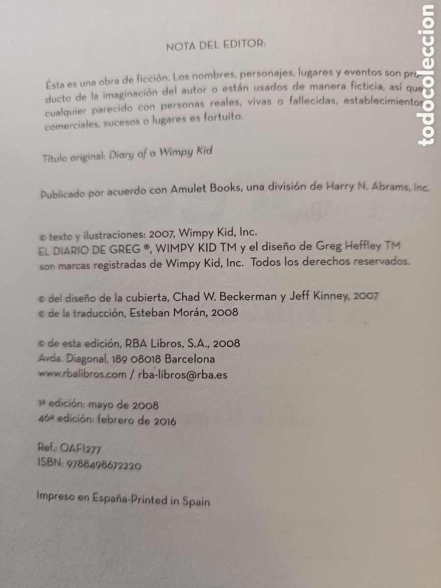 Libros de segunda mano: DIARIO DE GREG (UN PRINGAO TOTAL) - KEFF KINNEY - RBA - Foto 3
