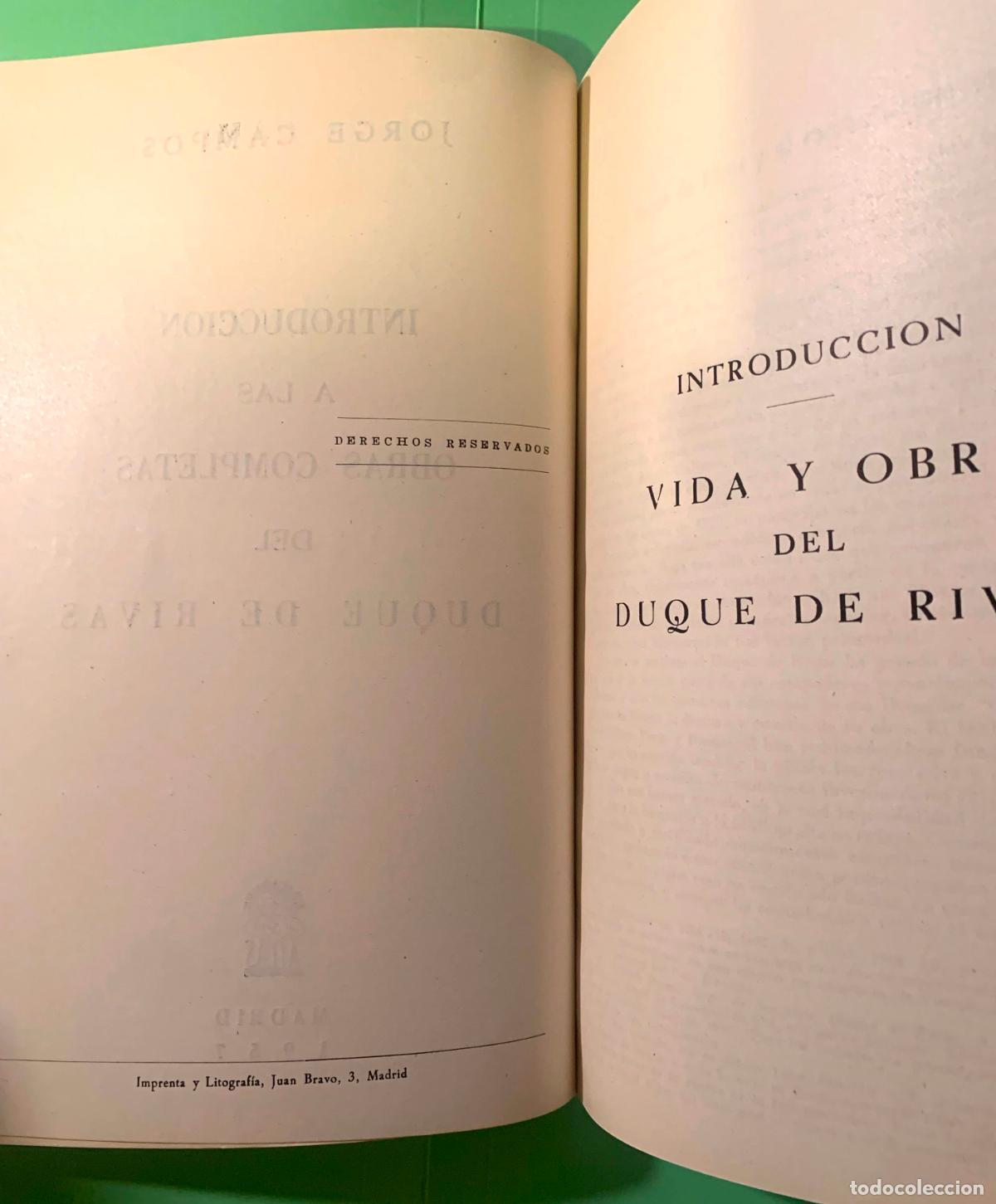 Libros de segunda mano: INTRODUCCI&Oacute;N A LAS OBRAS COMPLETAS DEL DUQUE DE RIVAS (Jorge Campos; Madrid, 1957) &iexcl;Original! - Foto 6