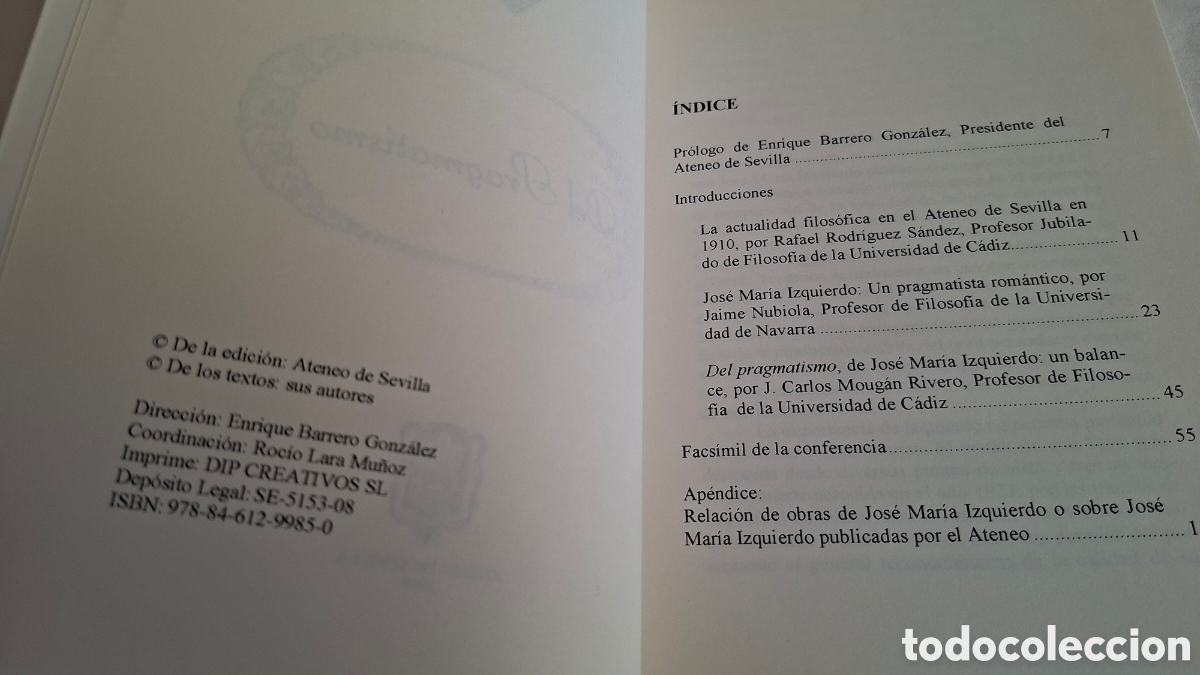Libros de segunda mano: DEL PRAGMATISMO. Jos&eacute; M&deg; Izquierdo - Foto 2