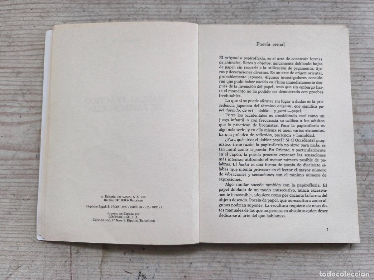 Libros de segunda mano: Manual Practico De Papiroflexia - Emanuele Azzita - 1987 - Editorial De Vecchi - Foto 3