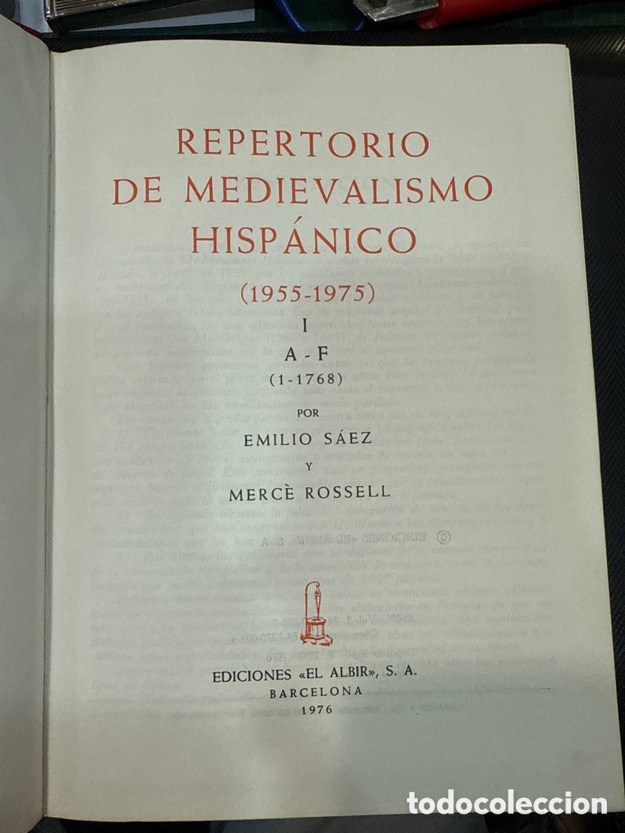 Gebrauchte B&uuml;cher: SA&Eacute;Z, Emilio. Repertorio de medievalismo hisp&aacute;nico: (1955-1975). I: (A-F): (1-1768)