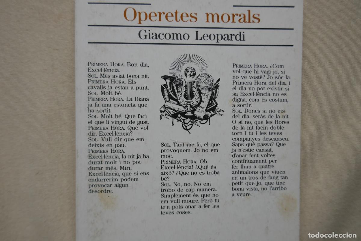 Libros de segunda mano: OPERETES MORALS - GIACOMO LEOPARDI - DIARI BARCELONA - Foto 2