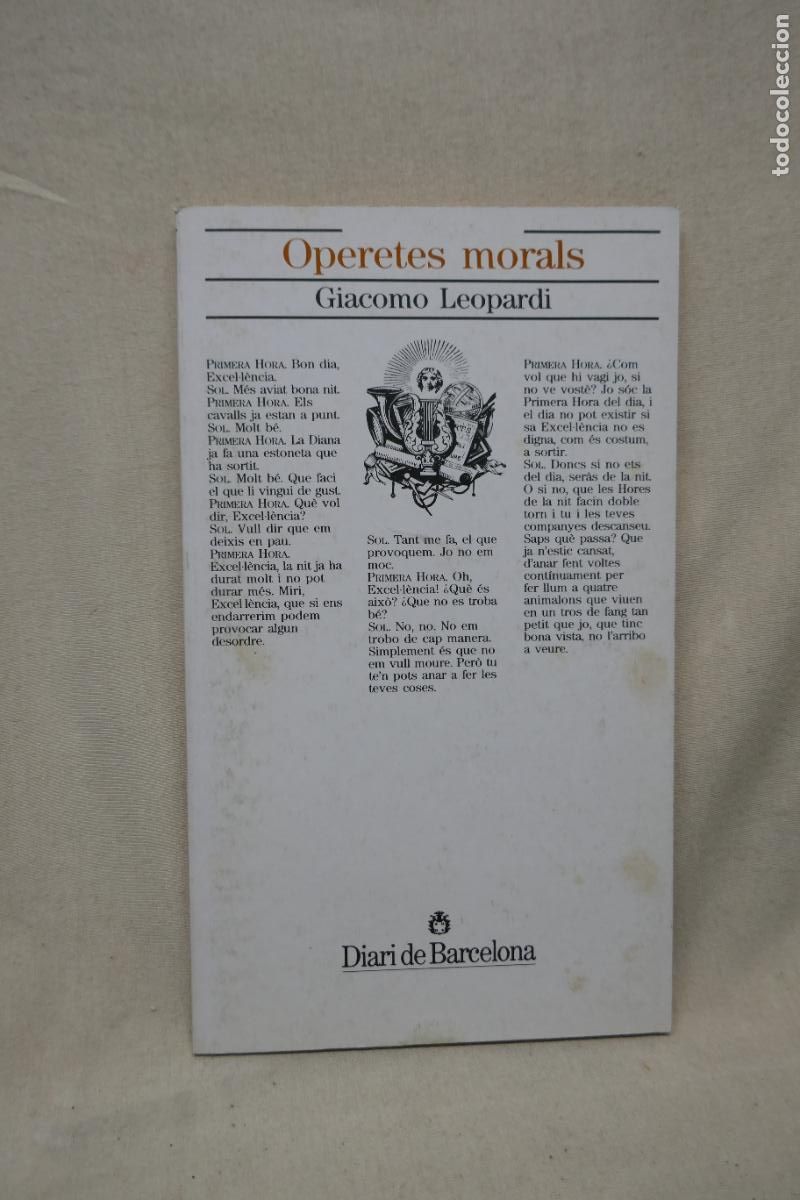 Libros de segunda mano: OPERETES MORALS - GIACOMO LEOPARDI - DIARI BARCELONA - Foto 1