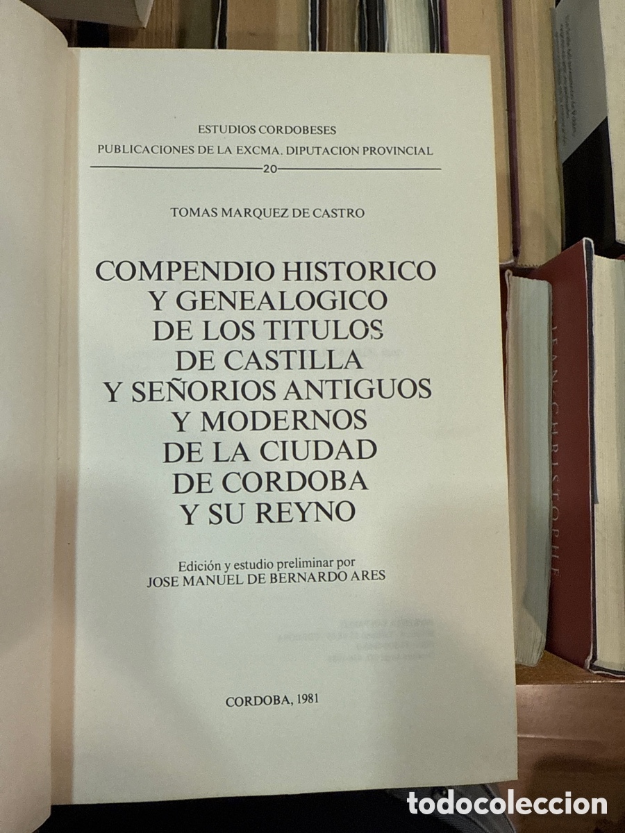 Livres d'occasion: Compendio hist&oacute;rico geneal&oacute;gico de los t&iacute;tulos de Castilla y se&ntilde;or&iacute;os antiguos y modernos de Cordoba