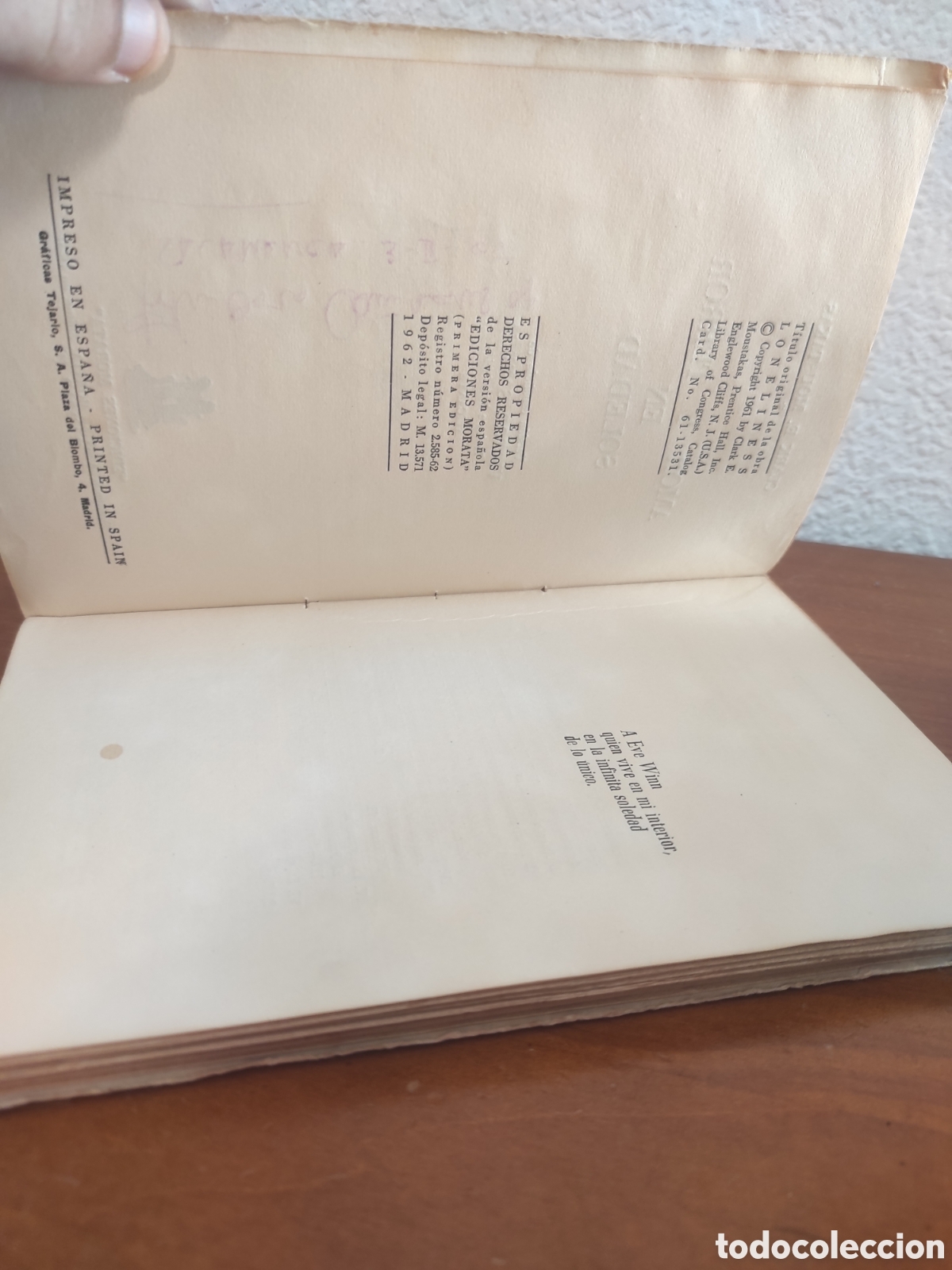 Libros de segunda mano: AMOR Y TERROR EN SOLEDAD. C.E. MOUSTAKAS. COLECCI&Oacute;N AGATA. EDICIONES MORATA 1962 - Foto 4
