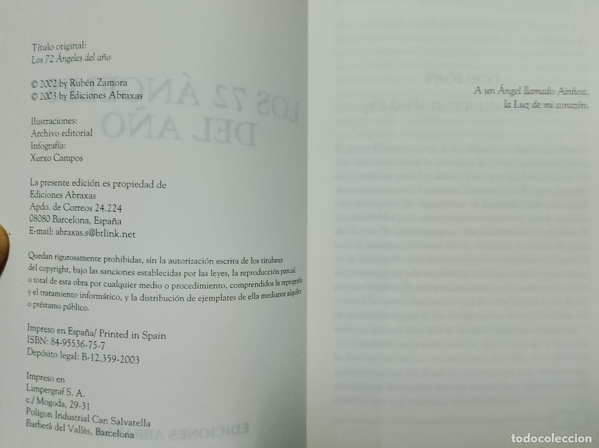 Libros de segunda mano: Rub&eacute;n Zamora: Los 72 &aacute;ngeles del a&ntilde;o (Ediciones Abraxas. 2003) - Foto 3