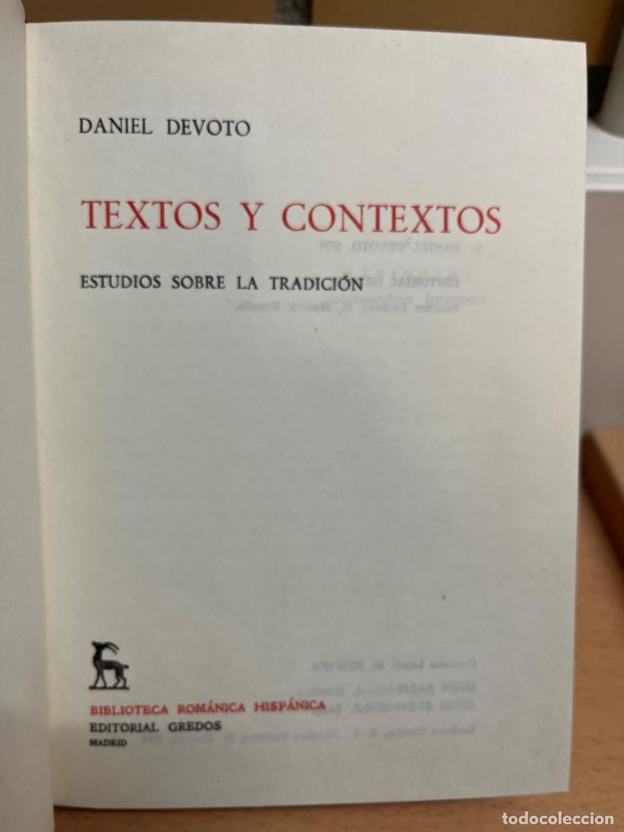 Libros de segunda mano: Devoto, Daniel.- Textos y contextos - Foto 1