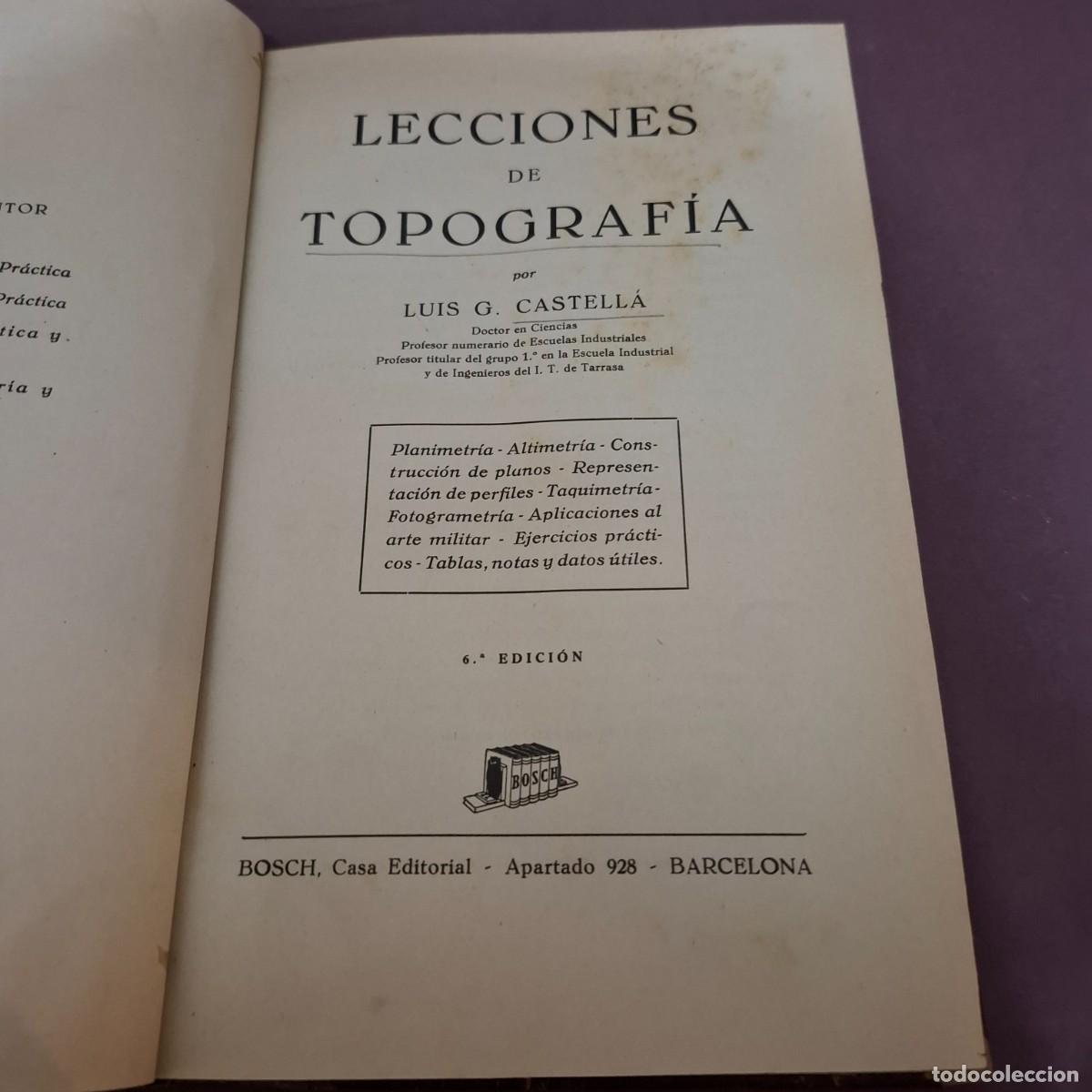 Libros de segunda mano: Lecciones de topografia - Luis G. Castell&aacute; - 1946 - Foto 1