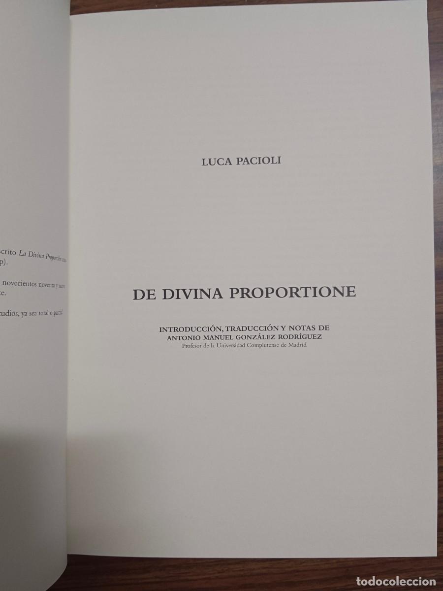 Libros de segunda mano: DE DIVINA PROPORTIONE - LIBRO ESTUDIO - Luca Pacioli - Foto 2