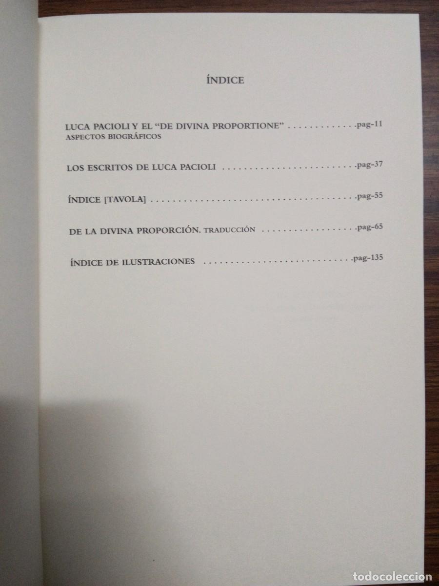 Libros de segunda mano: DE DIVINA PROPORTIONE - LIBRO ESTUDIO - Luca Pacioli - Foto 3
